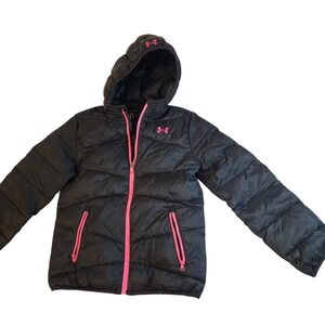 Under Armour Girl Youth Large YLG‎ Cold Gear Puffer Hooded Winter Jacket